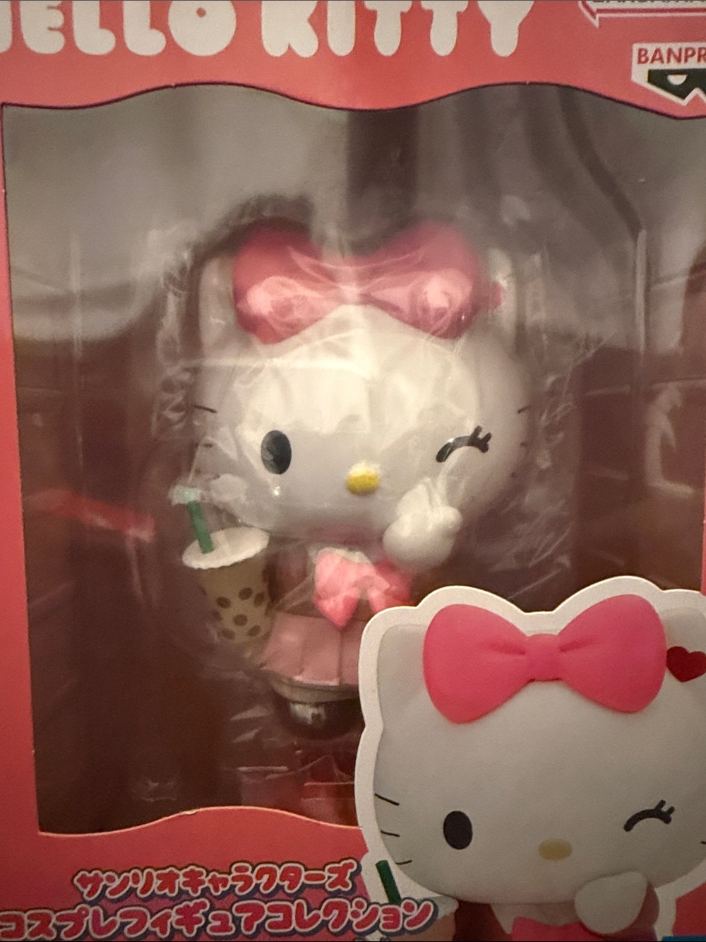 Sanrio Hello Kitty White & Pink Bow Bubble Tea Figure
